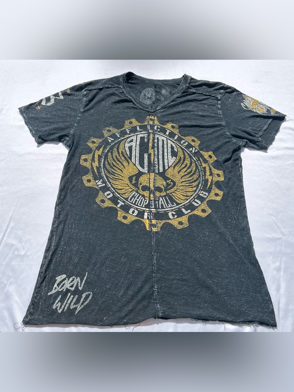 Affliction American Customs Rebels Graphic T-Shirt Black Size L